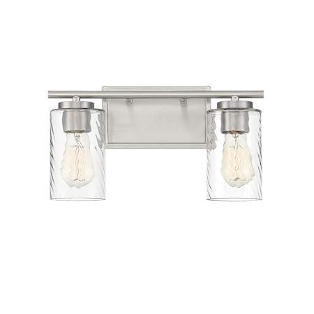 Meridian 2 Light 15" Wide Bathroom Vanity Light with Swirl Glass Shades Brushed Nickel
