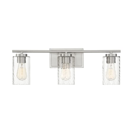 Meridian 3 Light 24" Wide Bathroom Vanity Light with Swirl Glass Shades Brushed Nickel