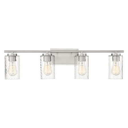 Meridian 4 Light 32" Wide Bathroom Vanity Light with Swirl Glass Shades Brushed Nickel