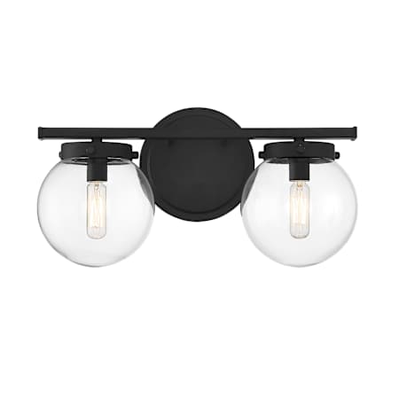 Meridian 2 Light 16" Wide Bathroom Vanity Light Matte Black