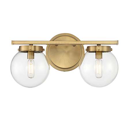Meridian 2 Light 16" Wide Bathroom Vanity Light Natural Brass