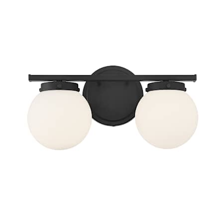 Meridian 2 Light 16" Wide Bathroom Vanity Light Matte Black