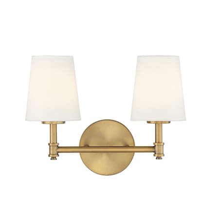 Meridian 2 Light 15" Wide Bathroom Vanity Light Natural Brass