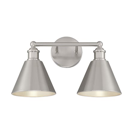 Meridian 2 Light 17" Wide Bathroom Vanity Light Brushed Nickel