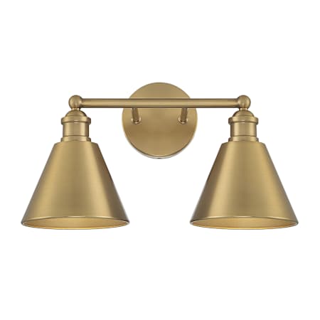 Meridian 2 Light 17" Wide Bathroom Vanity Light Natural Brass