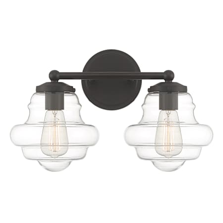 Meridian 2 Light 17" Wide Vanity Light with Clear Glass Shades Oil Rubbed Bronze