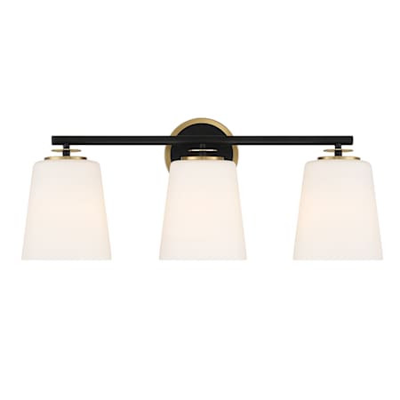 Meridian 3 Light 24" Wide Vanity Light Matte Black / Natural Brass