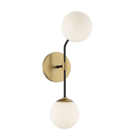Meridian 2 Light 20" Tall Wall Sconce Matte Black and Natural Brass