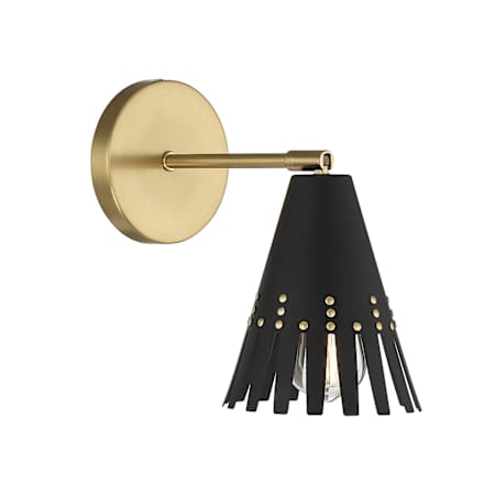 Meridian 9" Tall Wall Sconce Matte Black / Natural Brass