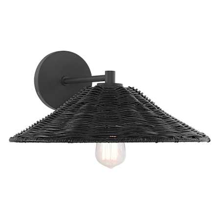 Meridian 8" Tall Wall Sconce with Rattan Shade Matte Black