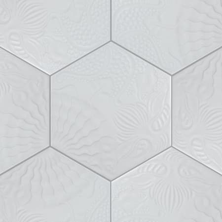 Merola Tile Gaudi Lux - 9" x 10" Hexagon Floor and Wall Tile - Satin, Textured Visual - Sold by Carton (11.5 SF/Carton) White