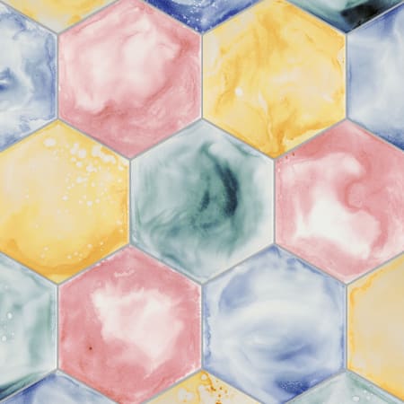 Merola Tile Raktion - 9" x 10" Hexagon Floor and Wall Tile - Glossy, Matte Visual - Sold by Carton (11.5 SF/Carton) Multi