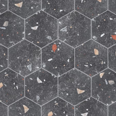 Merola Tile Sonar - 9" x 10" Hexagon Floor and Wall Tile - Glossy, Matte Visual - Sold by Carton (11.5 SF/Carton) Black
