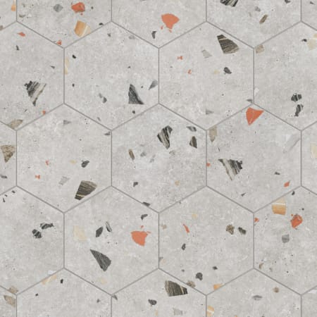 Merola Tile Sonar - 9" x 10" Hexagon Floor and Wall Tile - Glossy, Matte Visual - Sold by Carton (11.5 SF/Carton) Silver