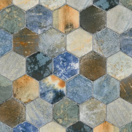 Merola Tile Dorne - 9" x 10" Encaustic Floor and Wall Tile - Satin Visual - Sold by Carton (11.5 SF/Carton) Blue / Brown