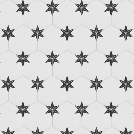 Merola Tile Stella - 9" x 10" Hexagon Floor and Wall Tile - Satin Visual - Sold by Carton (11.5 SF/Carton) Nero