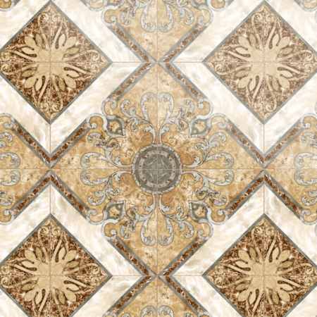 Merola Tile Touba - 18" x 18" Encaustic Floor and Wall Tile - Glossy Visual - Sold by Carton (87.6 SF/Carton) Beige