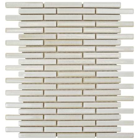 Merola Tile Rustica Brick - 1" x 4" Rectangle Linear Floor and Wall Mosaic Tile - Glossy Stone Visual - Sold by Sheet (0.95 SF/Sheet) Glacier