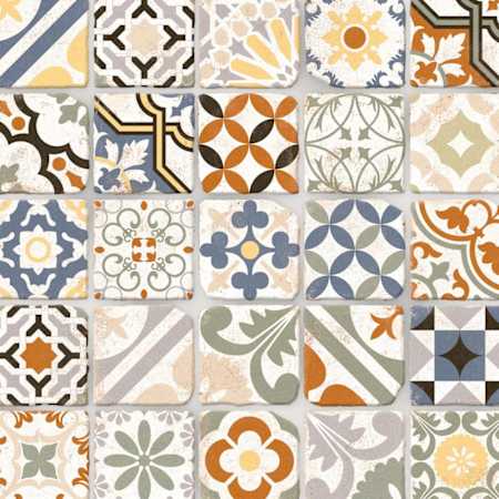 Merola Tile Benisa - 6" x 6" Encaustic Floor and Wall Tile - Glossy Visual - Sold by Carton (9.36 SF/Carton) Decor Aida