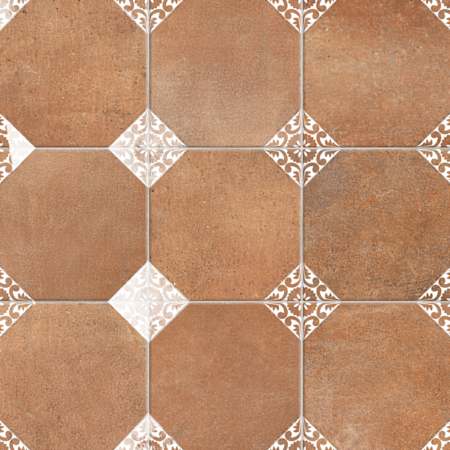 Merola Tile Degas - 9" x 9" Mosaic Floor and Wall Tile - Glossy, Matte, Satin Visual - Sold by Carton (11.2 SF/Carton) Cotto with White Deco