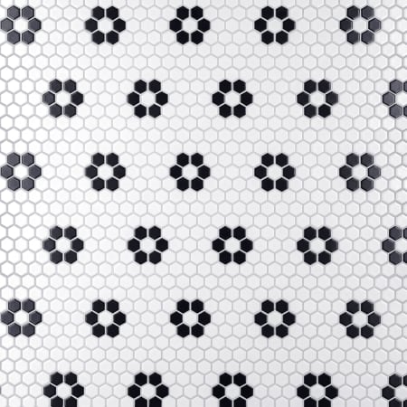 Merola Tile Metro - 1" x 1" Hexagon Geometric Floor and Wall Mosaic Tile - Matte Tile Visual - Sold by Carton (8.6 SF/Carton) White / Heavy Flower