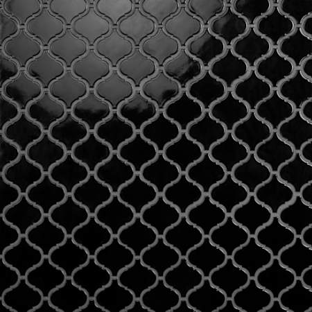 Merola Tile Metro Lantern - 3" x 3" Specialty Arabesque/Baroque Floor and Wall Mosaic Tile - Glossy Porcelain Visual - Sold by Carton (7.3 SF/Carton) Black