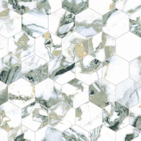 Merola Tile Touche 4 Hex - 12" x 14" Geometric Floor and Wall Tile - Satin Visual - Sold by Piece Jade