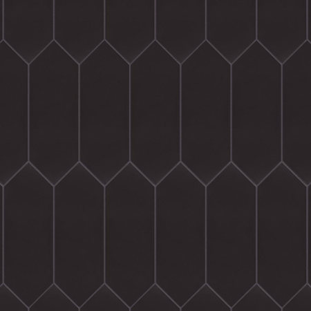 Merola Tile Kite - 4" x 12" Hexagon Wall Tile - Glossy Visual - Sold by Carton (11.2 SF/Carton) Black