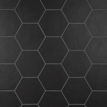 Merola Tile Hexatile - 7" x 8" Hexagon Floor and Wall Tile - Textured Visual - Sold by Carton (7.5 SF/Carton) Nero