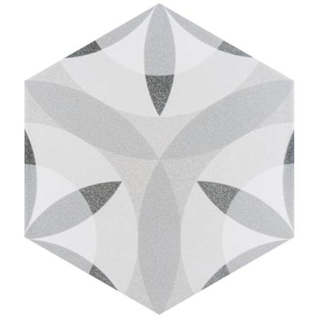Merola Tile Hexatile - 7" x 8" Hexagon Floor and Wall Tile - Matte Visual - Sold by Carton (7.5 SF/Carton) Black / White