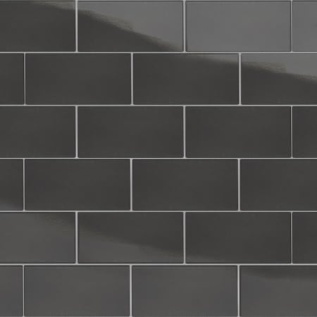 Merola Tile Piscina Glossy - 9" x 20" Rectangle Floor and Wall Tile - Glossy Visual - Sold by Carton (10.64 SF/Carton) Black with BioTech