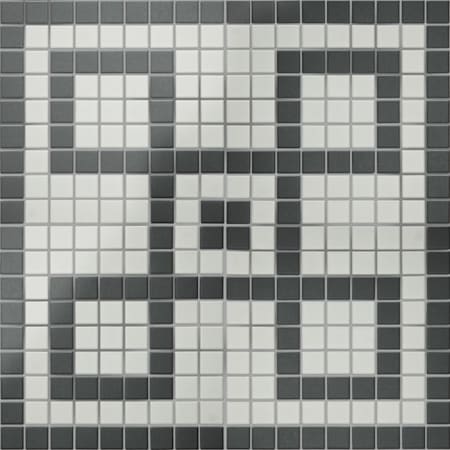 Merola Tile Gotham 1 Inch Greek Corner - 9" x 9" Square Floor and Wall Tile - Matte Visual - Sold by Carton (2.2 SF/Carton) Unglazed Black and White