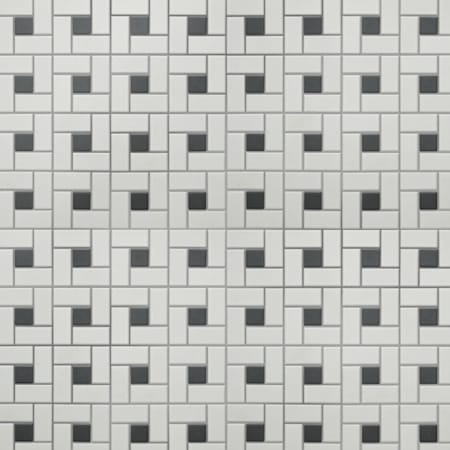 Merola Tile Gotham Spiral - 12" x 12" Pinwheel Floor and Wall Tile - Matte Visual - Sold by Carton (9.8 SF/Carton) Unglazed White with Black Dot