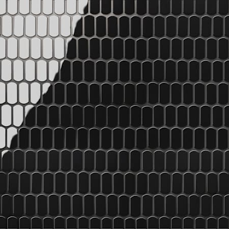 Merola Tile Hudson Capsule - 12" x 13" Geometric Floor and Wall Tile - Satin Visual - Sold by Carton (11.4 SF/Carton) Black