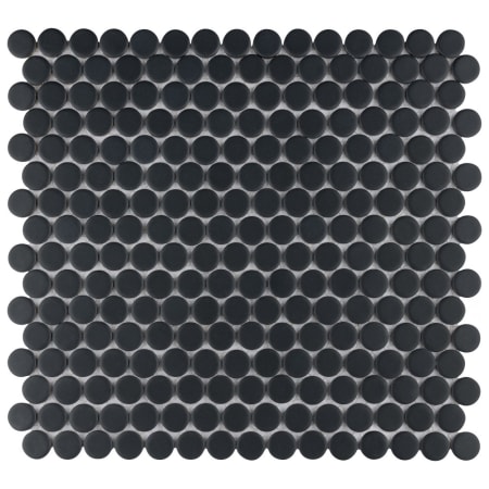 Merola Tile Hudson Penny Round - 1" x 1" Circle Penny Floor and Wall Mosaic Tile - Glossy Tile Visual - Sold by Carton (10.5 SF/Carton) Black