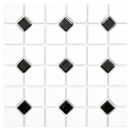 Merola Tile Oxford - 11" x 11" Specialty Dot-Mounted Floor and Wall Mosaic Tile - Textured Porcelain Visual - Sold by Carton (9.2 SF/Carton) White / Black