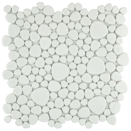 Merola Tile Pebble - 11" x 11" Specialty Pebble and Rock Floor and Wall Mosaic Tile - Glossy Porcelain Visual - Sold by Carton (8.3 SF/Carton) White