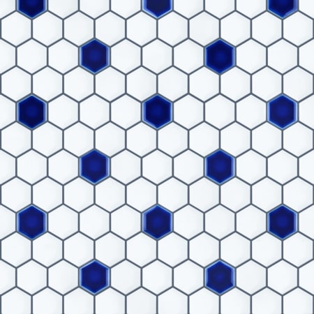 Merola Tile Metro Ion Hex - 1" x 1" Hexagon Penny Floor and Wall Mosaic Tile - Glossy Visual - Sold by Carton (8.6 SF/Carton) Sapphire Dot