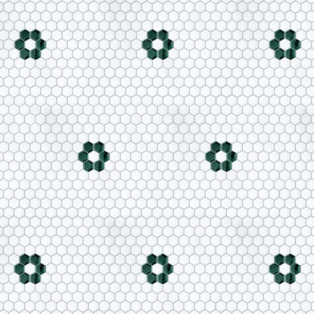 Merola Tile Metro Ion Hex - 1" x 1" Hexagon Penny Floor and Wall Mosaic Tile - Glossy Visual - Sold by Carton (8.6 SF/Carton) Emerald Single Flower