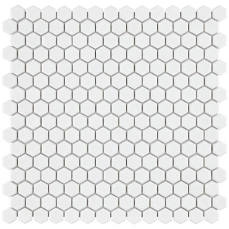 Merola Tile Colmena - 12" x 12" Hexagon Penny Floor and Wall Mosaic Tile - Matte Tile Visual - Sold by Carton (4.75 SF/Carton) White