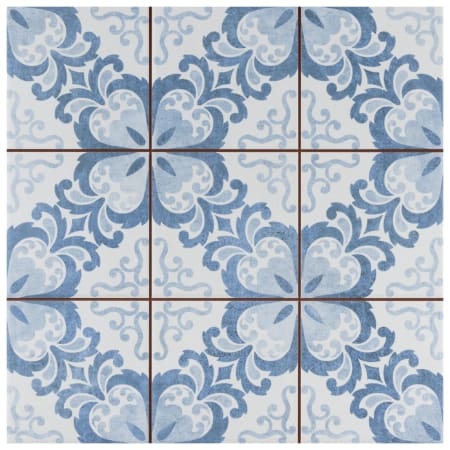 Merola Tile Sample Only of FPEHMFLBL Floral Lattice Blue