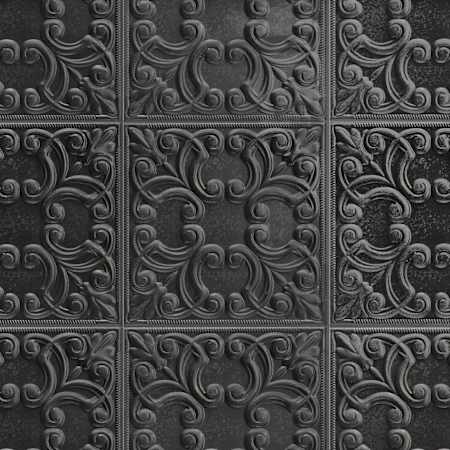 Merola Tile Victorian Tin - 17" x 17" Encaustic Wall Tile - Satin Visual - Sold by Carton (12.59 SF/Carton) Tin Black