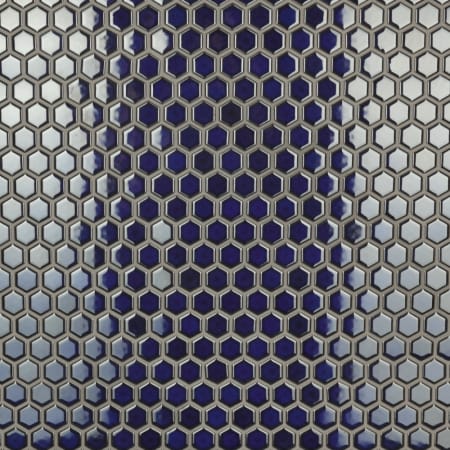 Merola Tile Tribeca Hex - 1" x 1" Hexagon Penny Floor and Wall Mosaic Tile - Glossy Tile Visual - Sold by Carton (8.6 SF/Carton) Glossy Cobalt