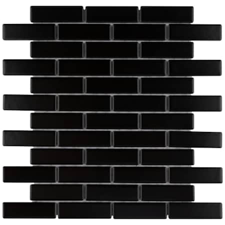 Merola Tile Metro Brick - 1" x 3" Rectangle Brick Floor and Wall Mosaic Tile - Matte Tile Visual - Sold by Carton (9.6 SF/Carton) Matte Black