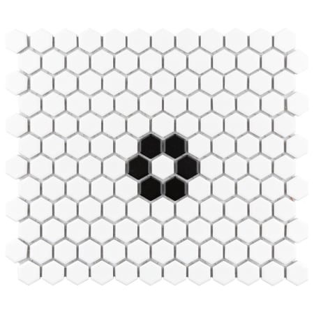 Merola Tile Metro - 1" x 1" Hexagon Penny Floor and Wall Mosaic Tile - Textured Tile Visual - Sold by Carton (8.6 SF/Carton) White Flower