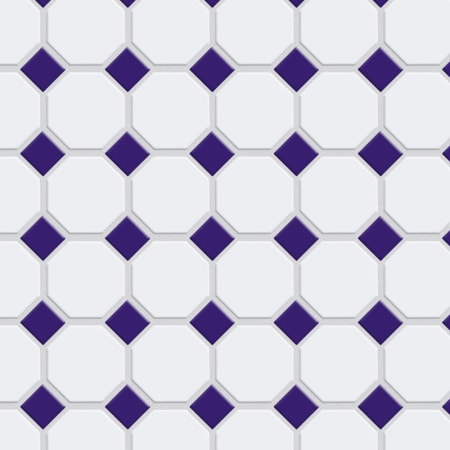 Merola Tile Metro - 12" x 12" Octagon Dot-Mounted Floor and Wall Mosaic Tile - Textured Porcelain Visual - Sold by Carton (9.4 SF/Carton) Matte White / Glossy Cobalt