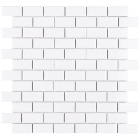 Merola Tile Metro - 1" x 2" Rectangle Brick Floor and Wall Mosaic Tile - Glossy Tile Visual - Sold by Carton (9.8 SF/Carton) White