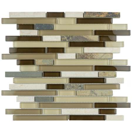 Merola Tile Tessera Piano - 12" x 12" Rectangle Linear Wall Mosaic Tile - Textured Glass Visual - Sold by Carton (9.9 SF/Carton) Nassau