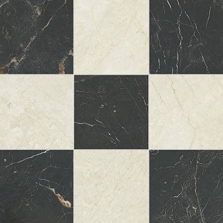 Merola Tile Reve Checker - 12" x 12" Solid Floor and Wall Tile - Textured Visual - Sold by Carton (23.35 SF per carton) Beige with Noir