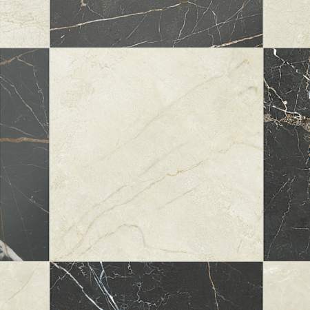 Merola Tile Reve Checker - 24" x 24" Solid Floor and Wall Tile - Textured Visual - Sold by Pallet (62 SF/Pallet) Beige with Noir